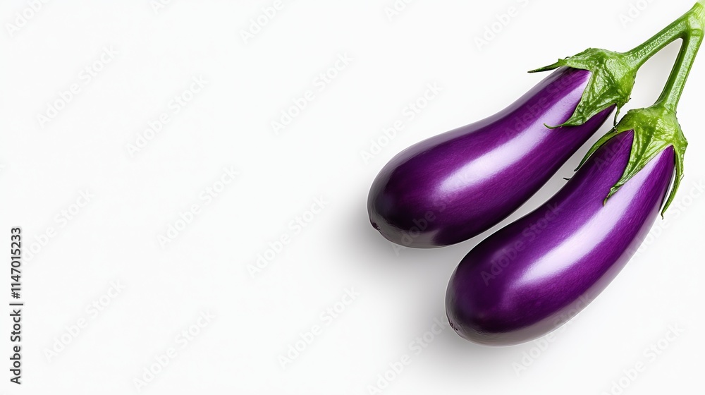 Two purple eggplants on a white background Two purple eggplants on a white background