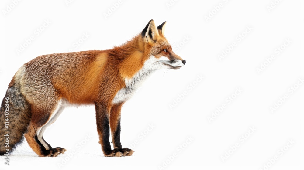 Fototapeta premium Side View of a Focused Red Fox