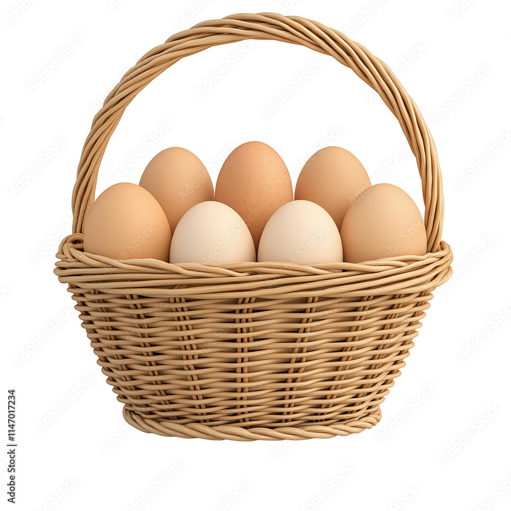 eggs in a basket isolated on white, png eggs in a basket isolated on white, png