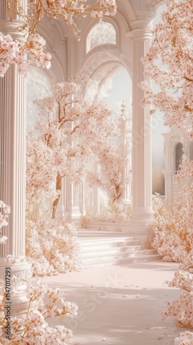 Cherry Blossom Wonderland in a Majestic Palace - Made with Generative AI