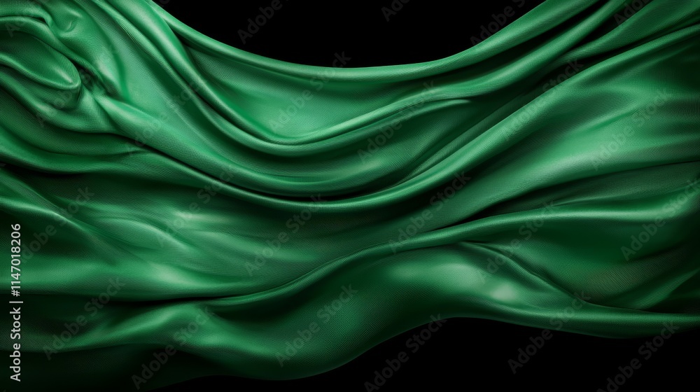 Obraz premium A green satin fabric on a black background