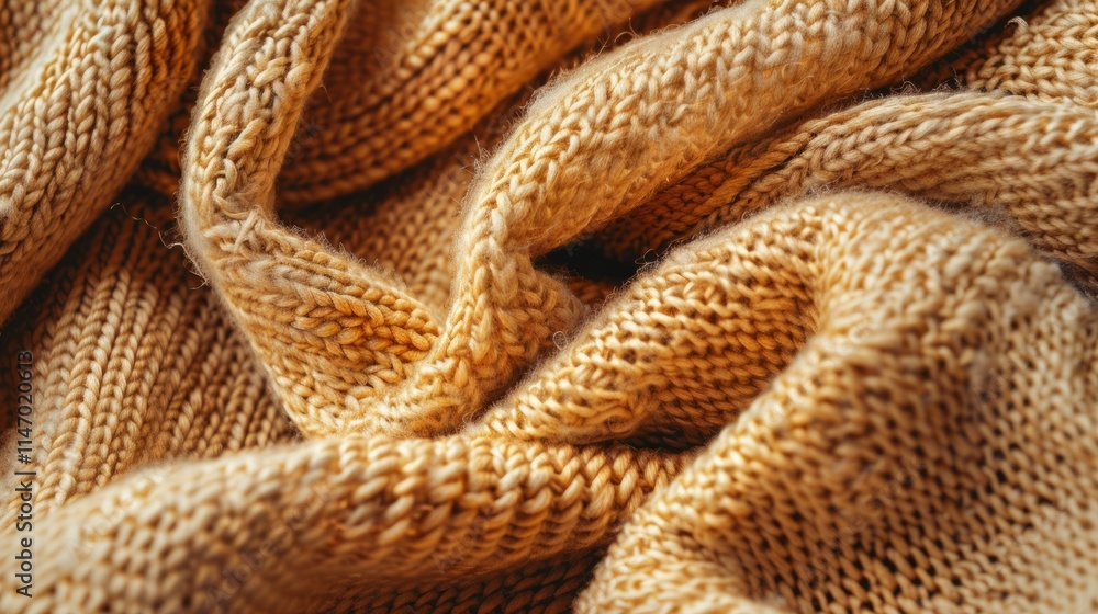 A knitted piece of clothing with a lot of texture. The texture is very noticeable and the color is a warm, golden yellow A knitted piece of clothing with a lot of texture. The texture is very noticeable and the color is a warm, golden yellow