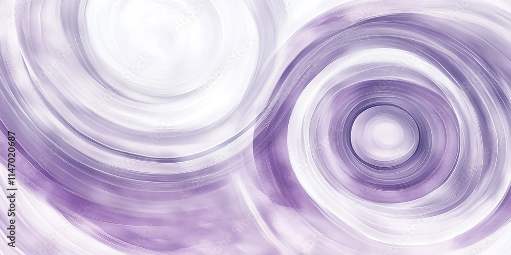 Fototapeta premium Abstract Circular Lines on Neutral Tones Clean, concentric circular patterns on a background of cloud white and foggy lilac with light shadows.