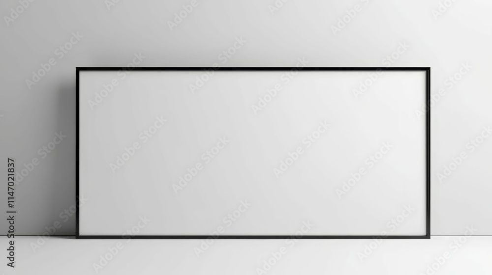 Obraz premium Blank rectangle, black frame, white background.