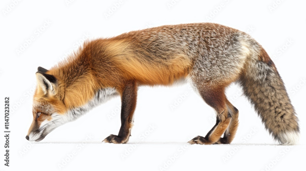 Fototapeta premium Red Fox Tracking a Scent on Snow