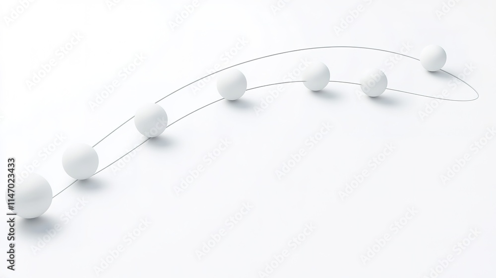 Minimalist design featuring white spheres along delicate curved Minimalist design featuring white spheres along delicate curved