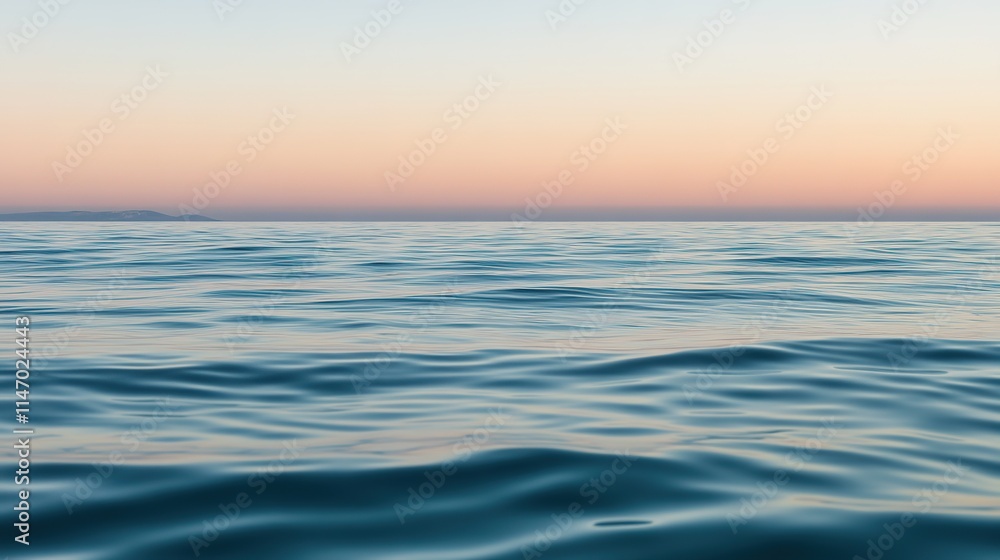 Gentle waves reflect soft pastels of serene sky at dusk, evoking Gentle waves reflect soft pastels of serene sky at dusk, evoking