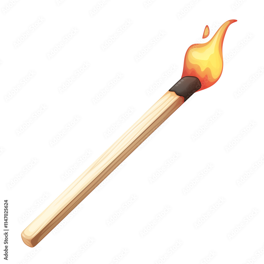 burning matchstick with wooden handle and bright orange flame, isolated on transparency background, showcasing simple and clean design burning matchstick with wooden handle and bright orange flame, isolated on transparency background, showcasing simple and clean design