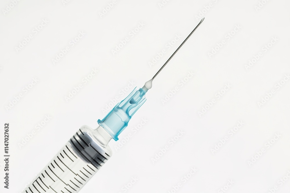 Close-up of syringe showcasing sharp needle and measurement mark Close-up of syringe showcasing sharp needle and measurement mark