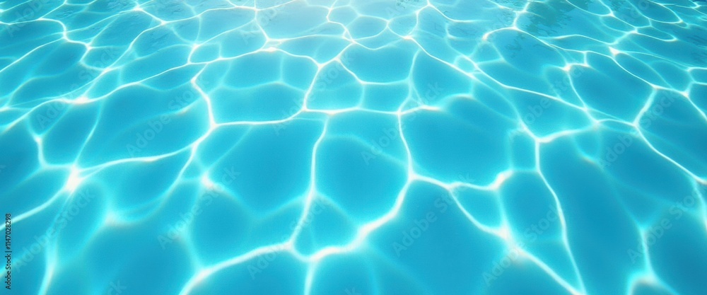 Sunlight dances on the surface of clear blue water, casting shimmering patterns down below that ripple gently. Serene aquatic scene makes an ideal relaxation and reflection background Sunlight dances on the surface of clear blue water, casting shimmering patterns down below that ripple gently. Serene aquatic scene makes an ideal relaxation and reflection background