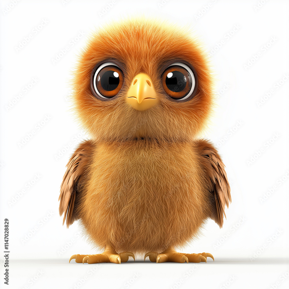 Cartoon bird with big eyes and a fluffy tail Cartoon bird with big eyes and a fluffy tail
