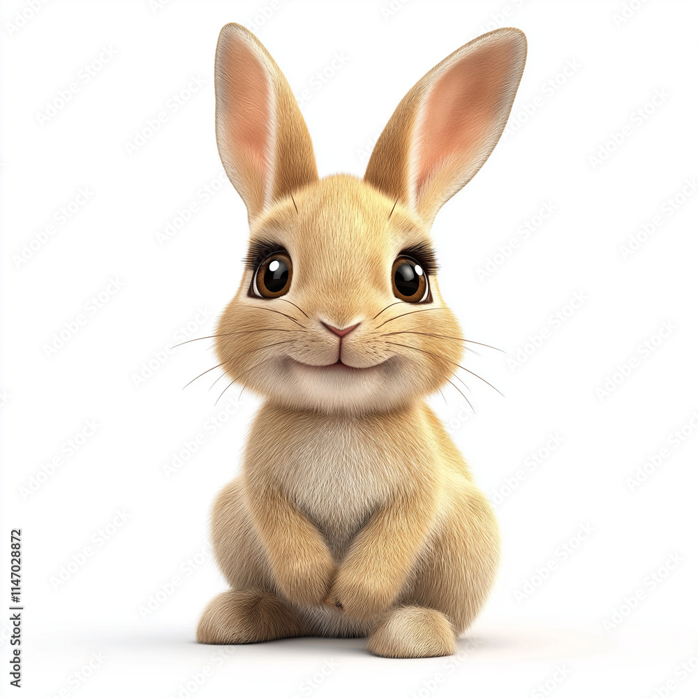 Fototapeta premium Rabbit is sitting on a white background