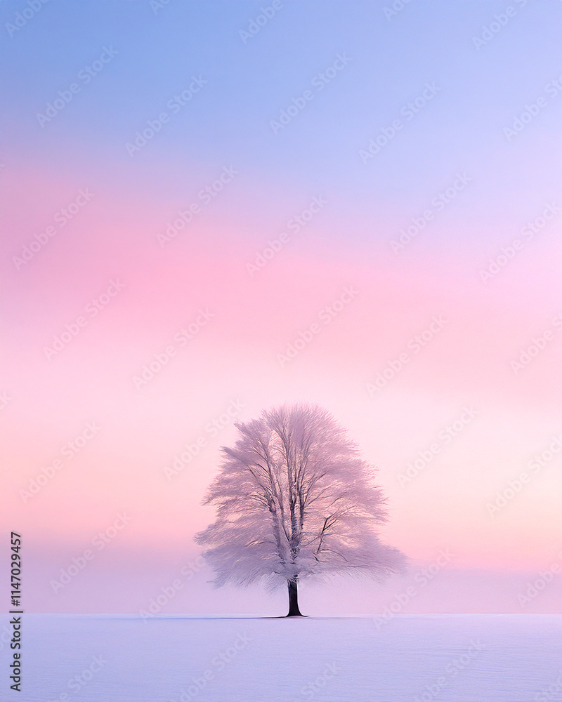 A lone tree standing in the middle of a snow-covered field, with a soft pastel sky in the background. The scene is minimalistic, with the focus on the tree’s silhouette and the smooth, untouched snow. A lone tree standing in the middle of a snow-covered field, with a soft pastel sky in the background. The scene is minimalistic, with the focus on the tree’s silhouette and the smooth, untouched snow.
