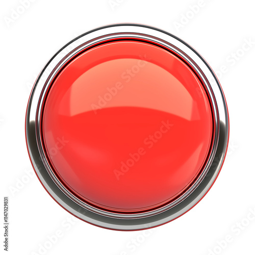 Free Download shiny red stop button with metallic rim, isolated on transparency background, showcasing sleek and modern design - GFXLoad