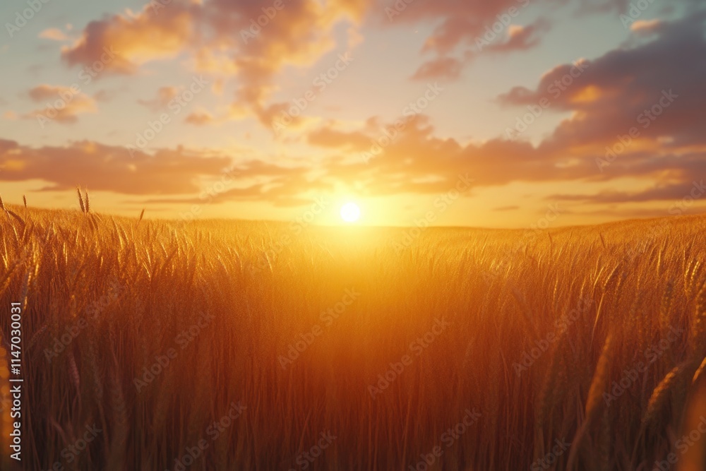 Fototapeta premium Sunset over wheat field