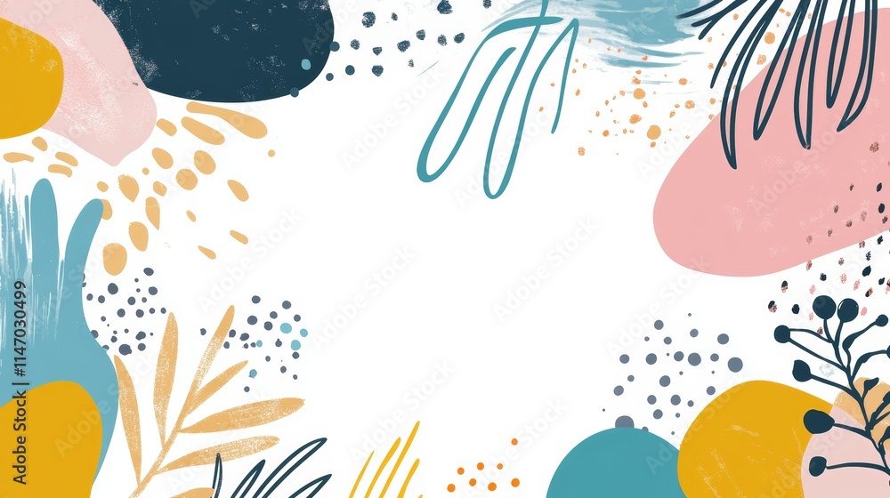 A colorful abstract design with various shapes and patterns, ideal for backgrounds or invitations. A colorful abstract design with various shapes and patterns, ideal for backgrounds or invitations.