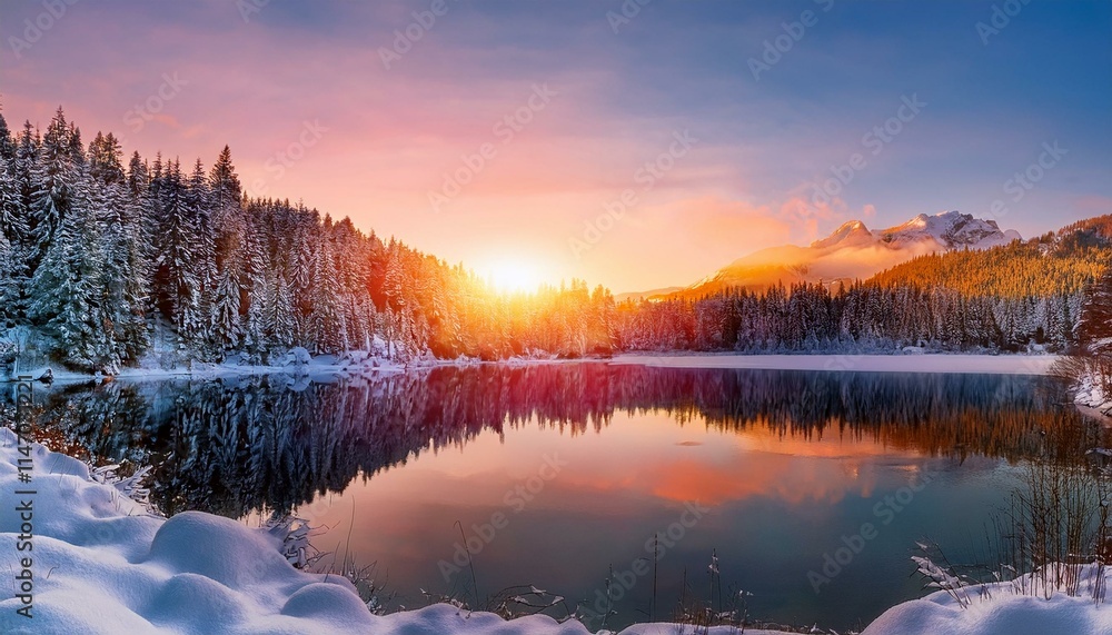 Fototapeta premium sunrise over the lake