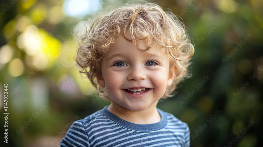 Closeup of the happy toddler boy with curly blonde hair, flying in the air, jumping on the trampoline outdoors in his backyard, childhood leisure time activities on a sunny summer day outdoors. Closeup of the happy toddler boy with curly blonde hair, flying in the air, jumping on the trampoline outdoors in his backyard, childhood leisure time activities on a sunny summer day outdoors.