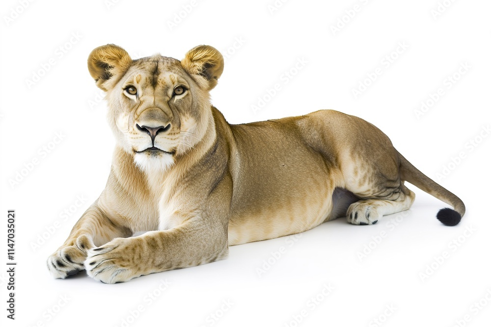 Obraz premium Majestic lioness resting gracefully, showcasing powerful presenc
