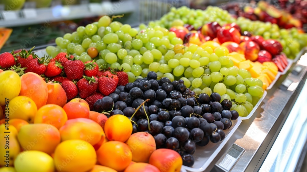 Refreshing summer fruit display with room for incorporating advertising slogans Refreshing summer fruit display with room for incorporating advertising slogans