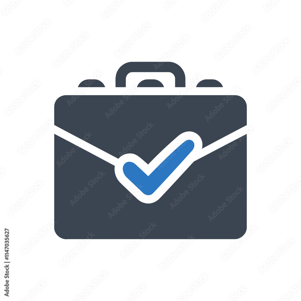 Business Approval Briefcase Icon Business Approval Briefcase Icon