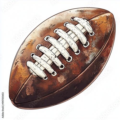 American football ball. Grunge illustration style