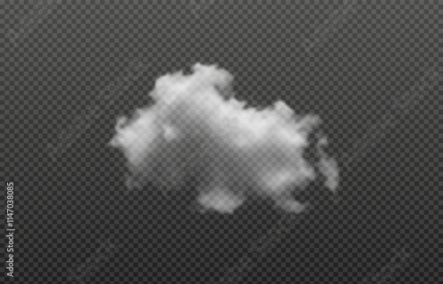 Vector realistic cloud, smoke or fog on isolated transparent background. Cloud png. Smoke png