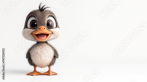 Adorable 3D rendering of a cute baby duckling.