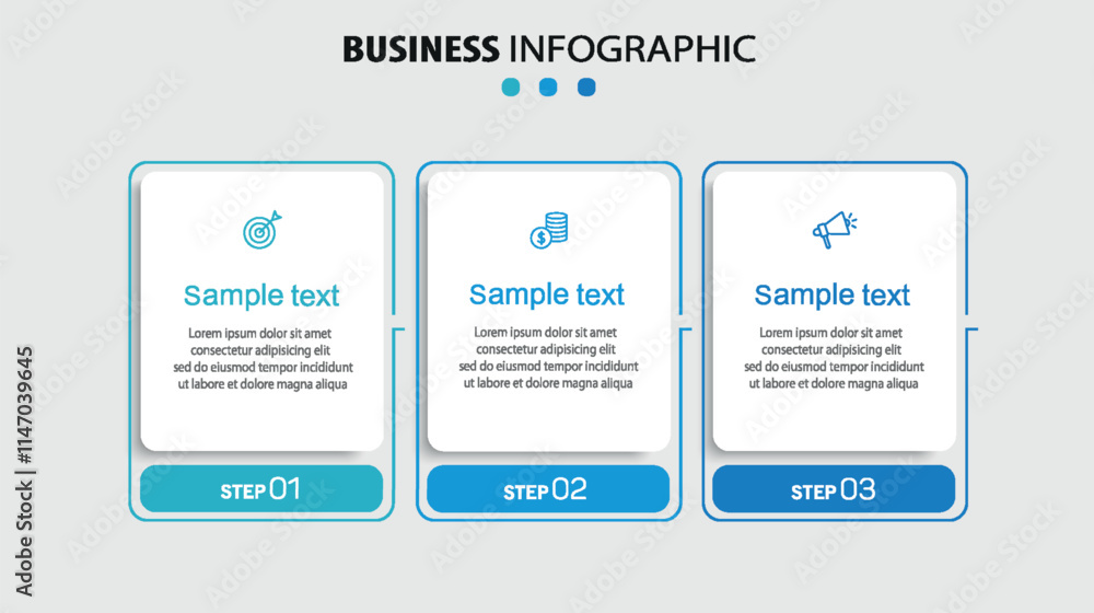Business infographic template with 3 options or steps Business infographic template with 3 options or steps