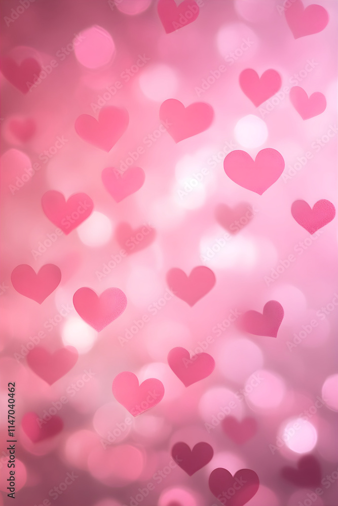 Story background template. Valentine's day background with pink glowing hearts with bokeh effect. Dynamic backdrop, love concept. Story background template. Valentine's day background with pink glowing hearts with bokeh effect. Dynamic backdrop, love concept.