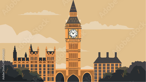 Vector Style Big Ben in London.eps