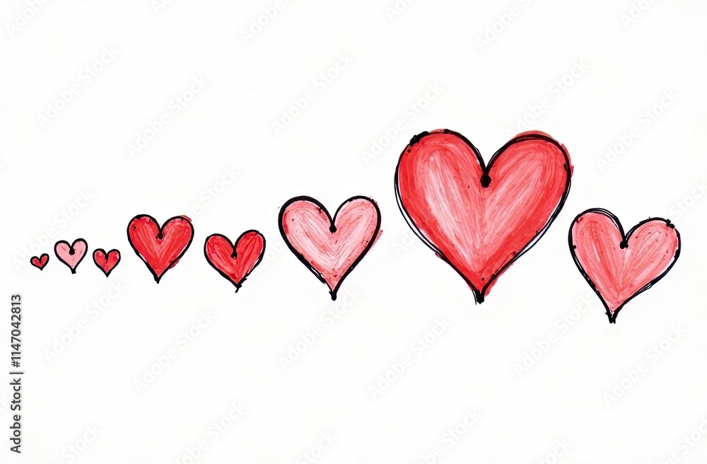 Valentine's aquarelle Day red heart. Artistic red heart love symbols on white background Valentine's aquarelle Day red heart. Artistic red heart love symbols on white background
