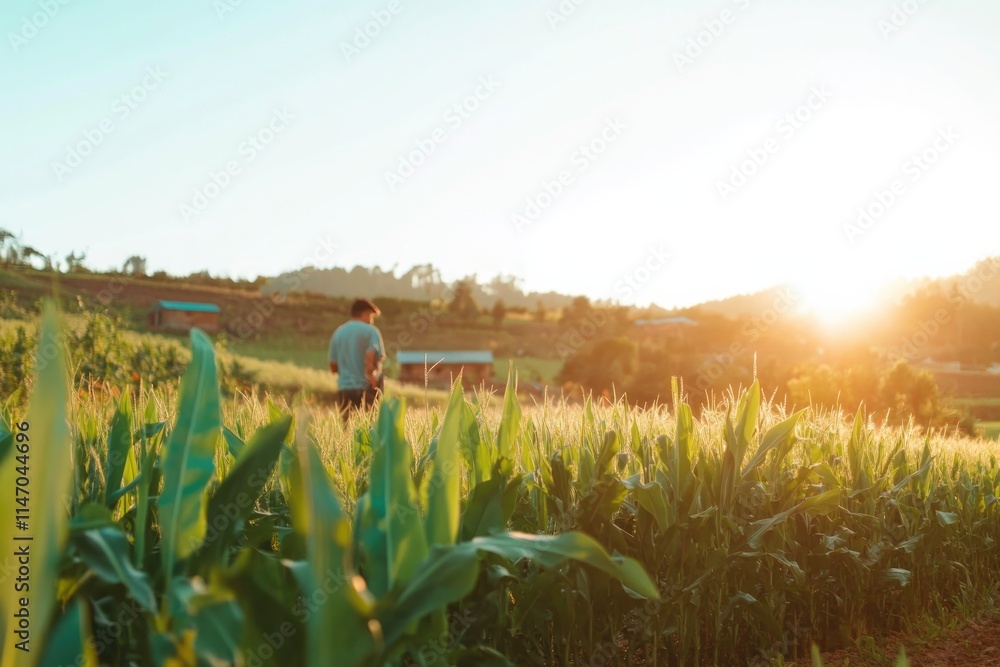 A solitary figure walks through a sunlit field at sunset, capturing a moment of peaceful solitude and contemplation within the vast expanse of nature. A solitary figure walks through a sunlit field at sunset, capturing a moment of peaceful solitude and contemplation within the vast expanse of nature.