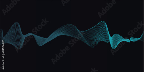 Futuristic blue particle wave. The concept of big data. Network connection. Cybernetics. Abstract background. 3d rendering.