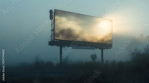 Billboard Sunrise: A Misty, Golden-Hour Landscape photo