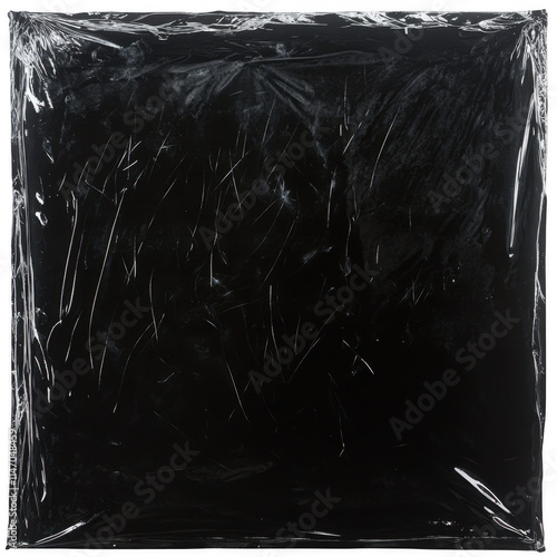 Black album cover with plastic wrap film texture
