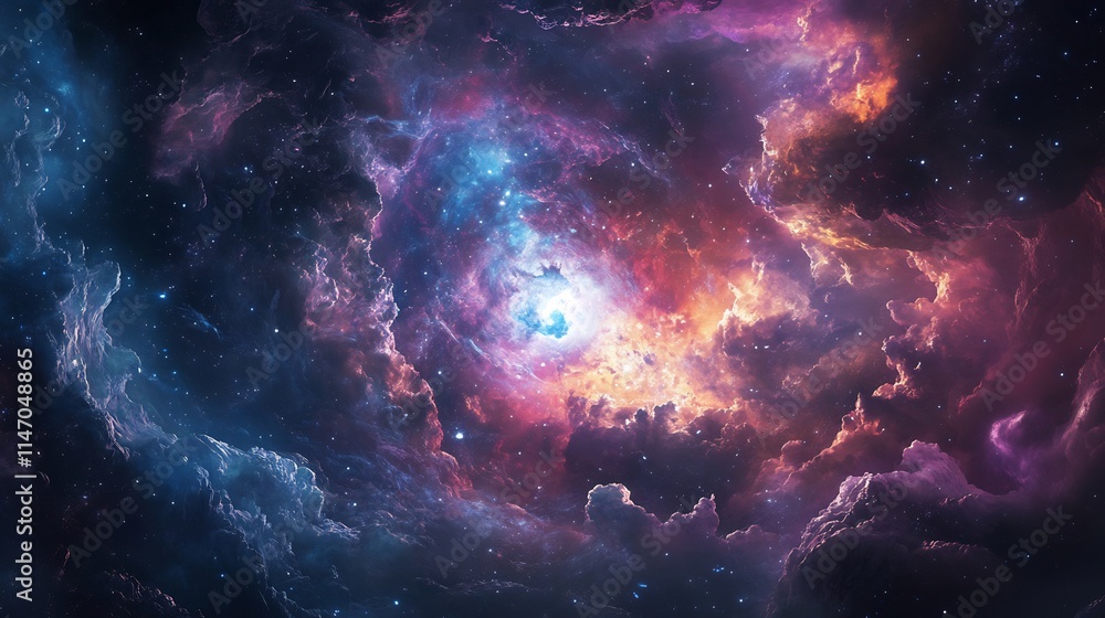 Fototapeta premium European space traveler using advanced pod navigate through cosmic storm arriving universe where dark matter form backbone of reality Their exploration unlocks new theory quantum physic space time