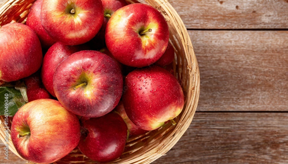Fresh Red Apples in a Wooden Basket Ready for Market and Consumption Fresh Red Apples in a Wooden Basket Ready for Market and Consumption