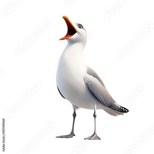 a laughing seagull isolated on white background