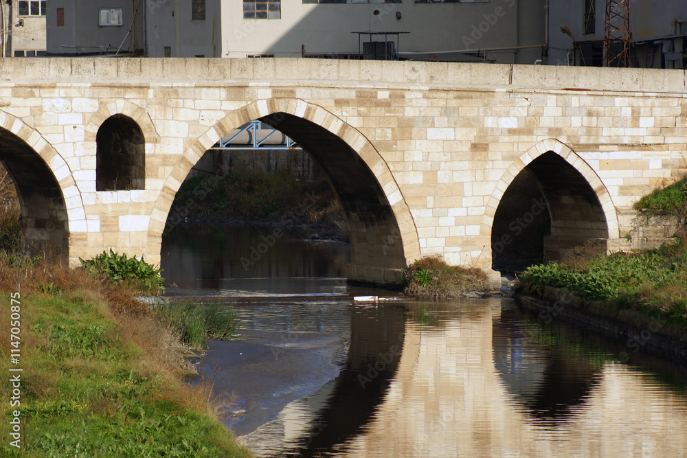 Obraz premium Mustafa Pasha Bridge, located in Corlu, Tekirdag, Turkey, was built in the 17th century.