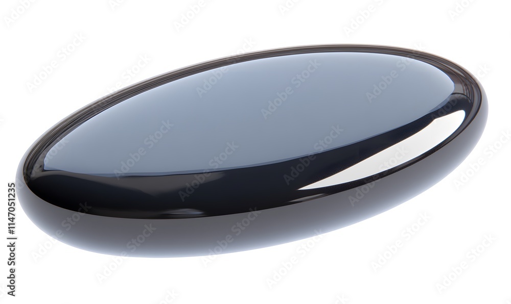 Glossy, dark oval object isolated on white background. Glossy, dark oval object isolated on white background.