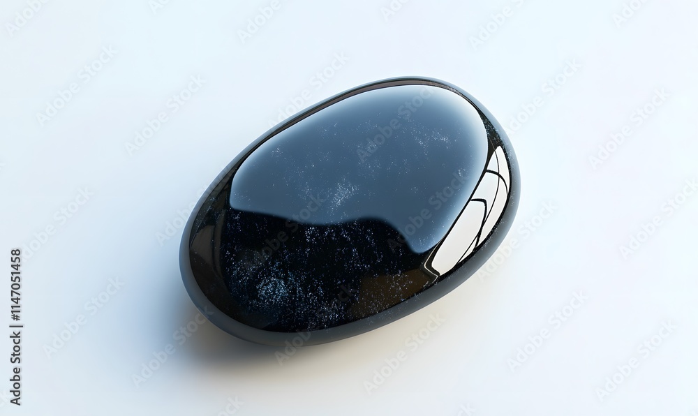 Smooth polished obsidian stone with black and white speckled surface. Smooth polished obsidian stone with black and white speckled surface.