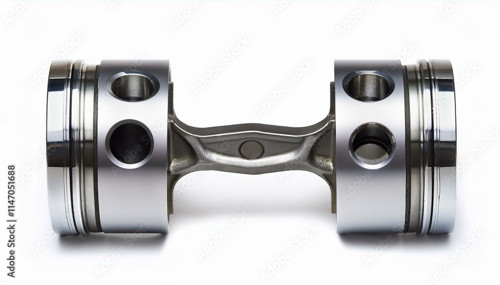 Close-up of a metallic engine piston and connecting rod, showcasing intricate details. Close-up of a metallic engine piston and connecting rod, showcasing intricate details.