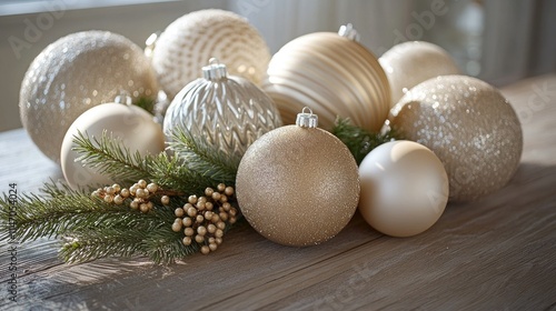 Wire basket full of toys for Christmas or Christmas tree, gold vintage ornaments holiday garland decorations