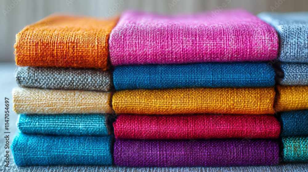 Stack of colorful folded fabrics. Stack of colorful folded fabrics.
