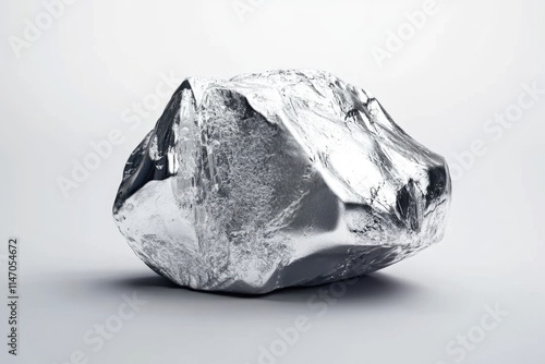 Silver nugget isolated on white background  raw gemstone. Concept of luxury  rarity.