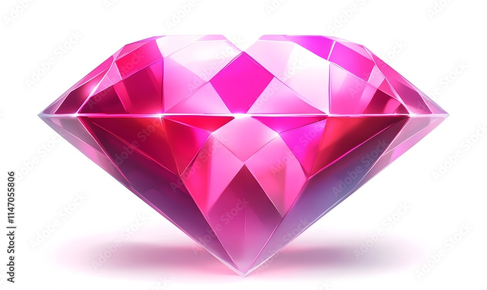 Pink gemstone with facet details, on white. Pink gemstone with facet details, on white.
