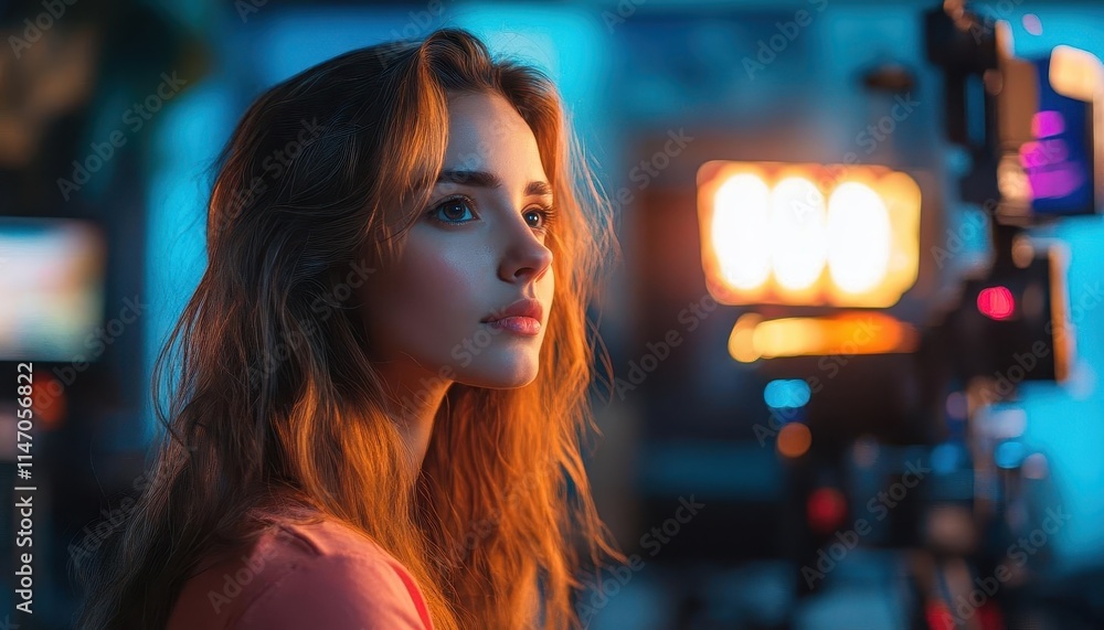 A bright studio where creators discuss content strategies, glowing visuals enhancing their focus A bright studio where creators discuss content strategies, glowing visuals enhancing their focus
