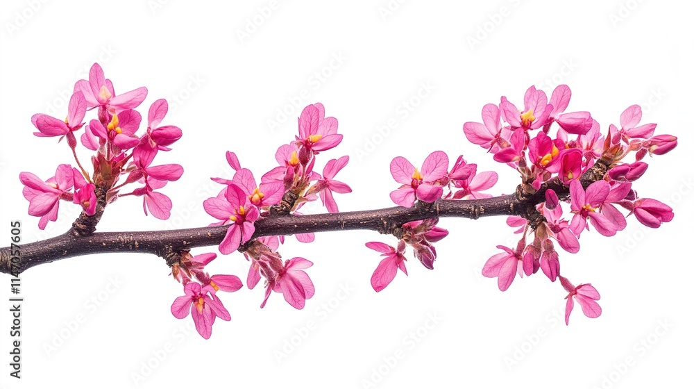 Delicate pink blossoms on slender branch create serene and vibra Delicate pink blossoms on slender branch create serene and vibra