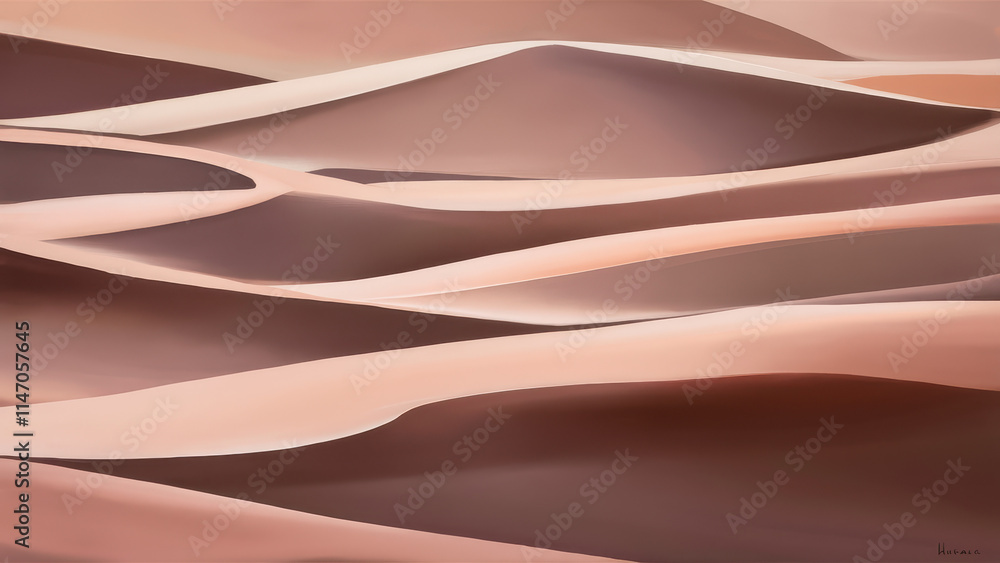 Obraz premium A serene landscape of undulating sand dunes in soft shades of beige and brown, highlighting the tranquil beauty of nature's textures and forms.